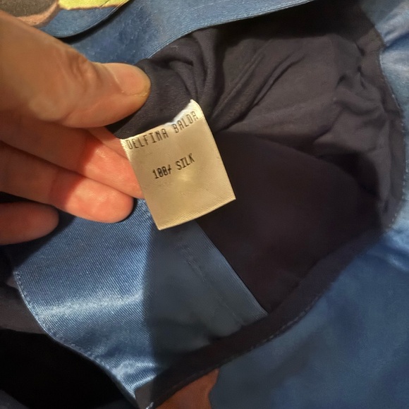 Delfina Balda Jersey Silk Palazzo Pants Trousers Blue Abstract Art M $495 - Picture 6 of 10